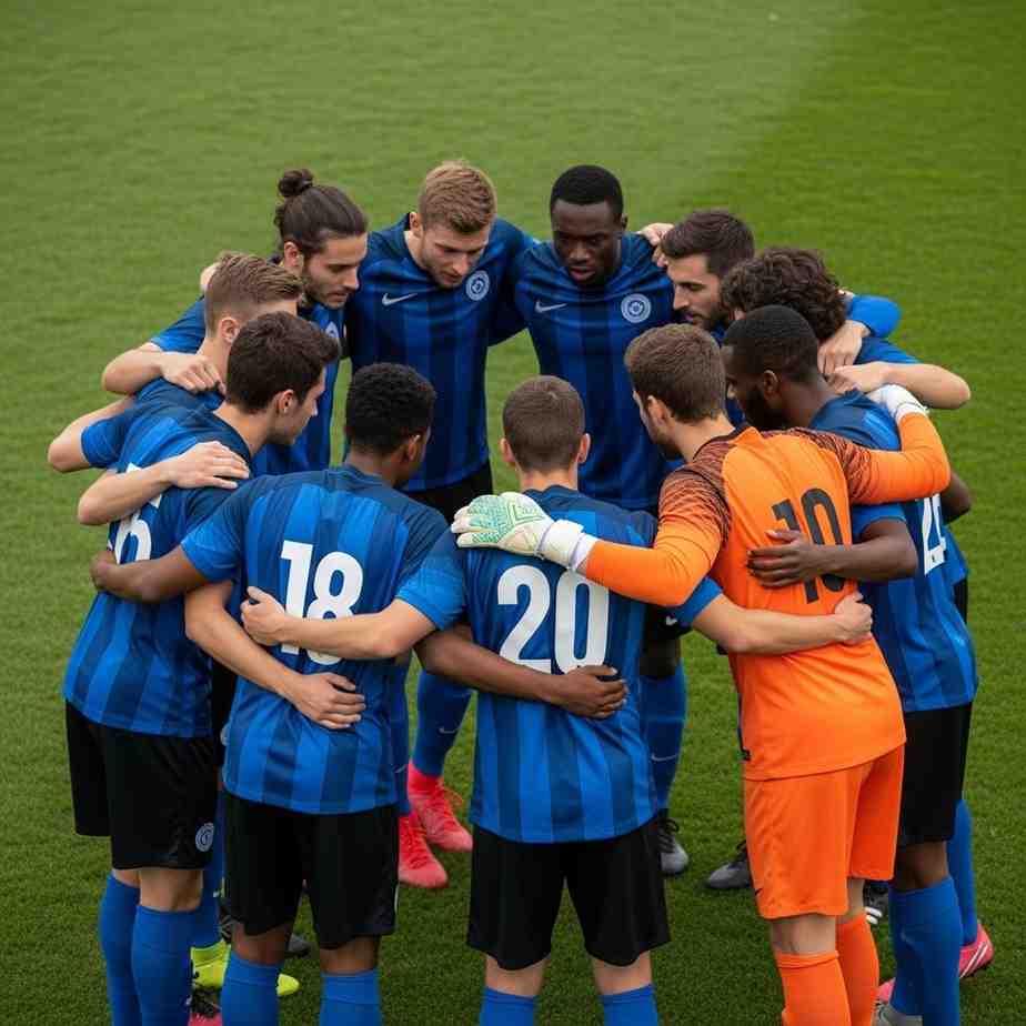 Squadra in cerchio a centrocampo