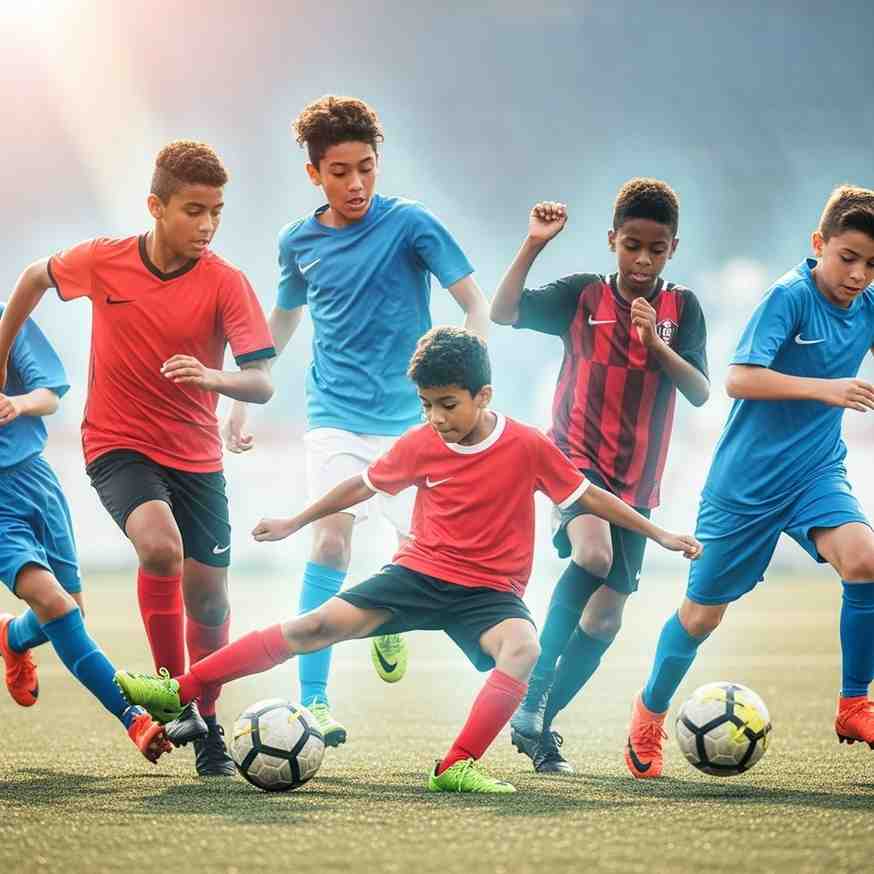 Calciatore giovane ed energico in campo